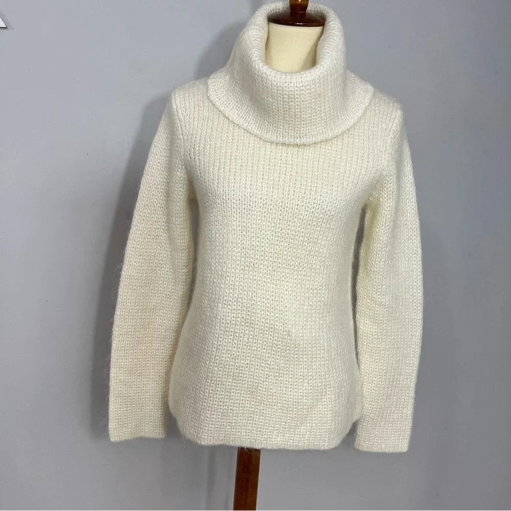 Ralph Lauren Cozy White Turtleneck Sweater Mohair Open Knit Cozy Winter Ski Snow - Picture 8 of 9